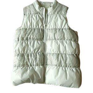 Girls Belle du Jour White Sparkly Puffy Vest, Size XL, Like New